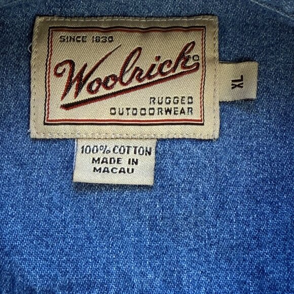 Woolrich Womens Denim Vest XL Button Front Sleeveless Rugged Outdoorwear Blue - Picture 5 of 5